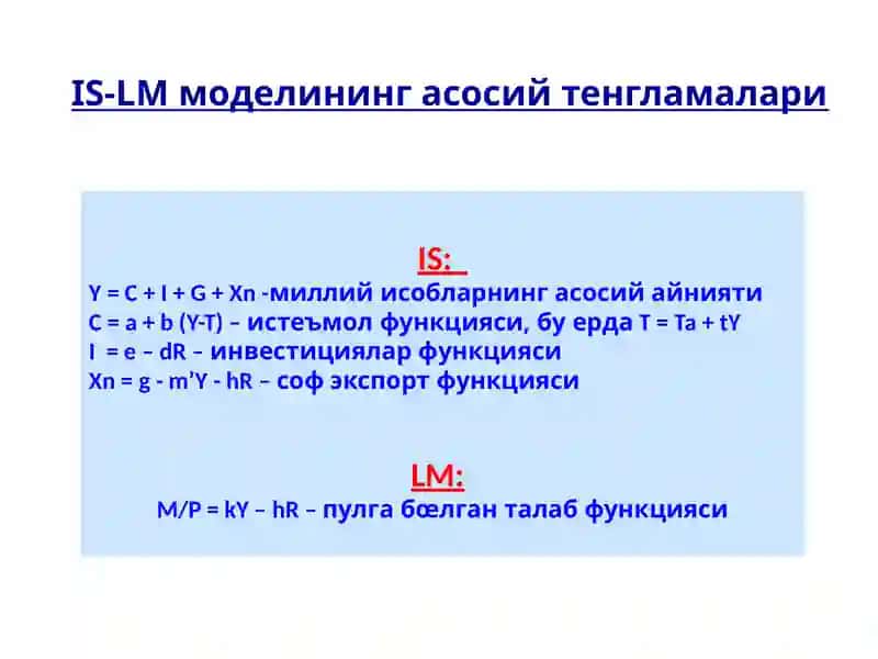 IS – LM моделининг шаклланиши ва тадбиқи 3