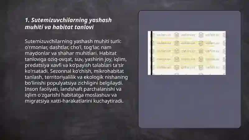 Sutemizuvchilarning ekologiyasi 3