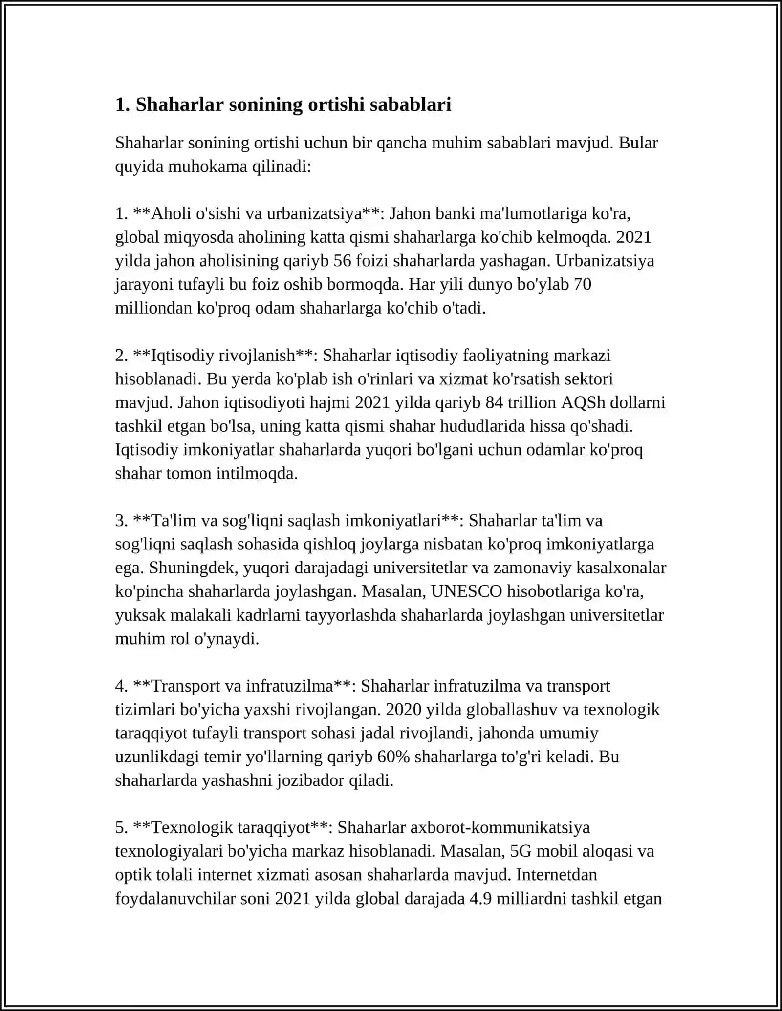 SHAXARLAR SONINING ORTISHI REFERAT 3