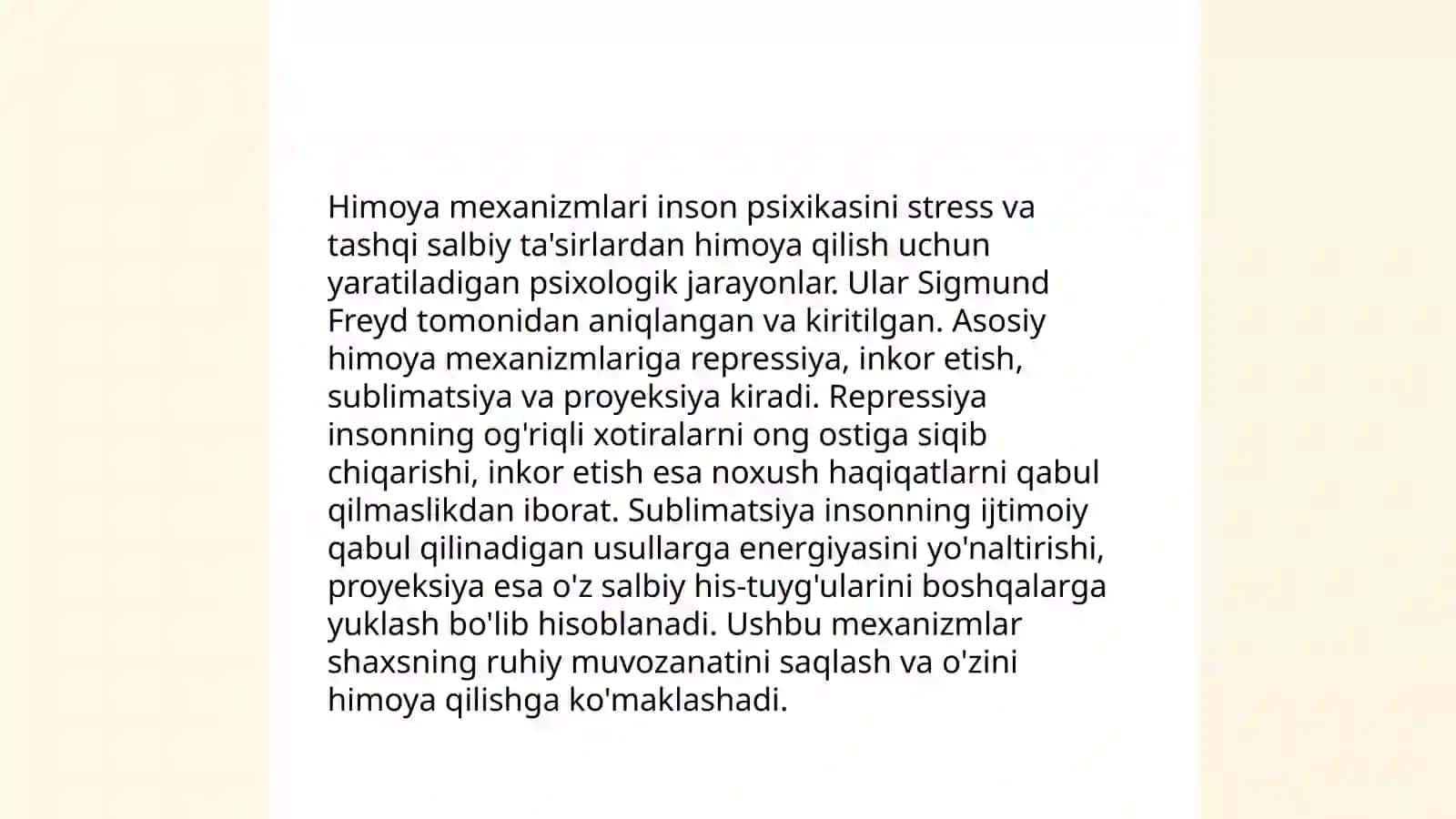 Shaxsning psixologik himoya mexanizmlari 3