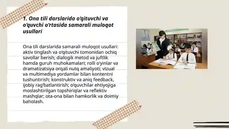 Ona tili darslarida o’qituvchi -o’quvchining pedagogik hamkorligi 3