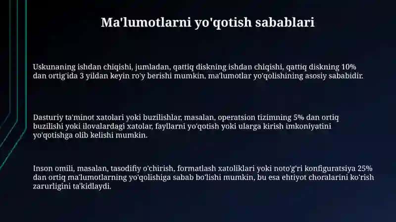 Ma'lumot va fayllarni tiklash prinsiplari 3