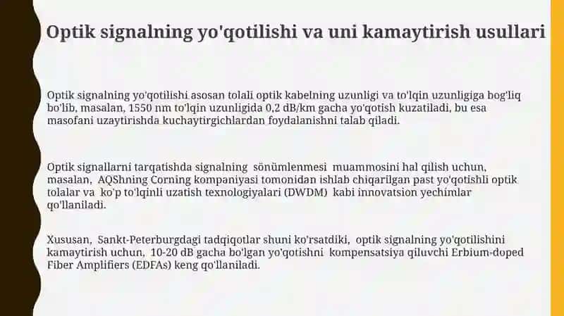 Zamonaviy tolali-optik uzatish tizimlari parametrlari 3