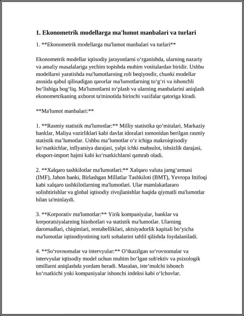 EKONOMETRIK MODELLARNING AXBOROT TAMINOTI 3