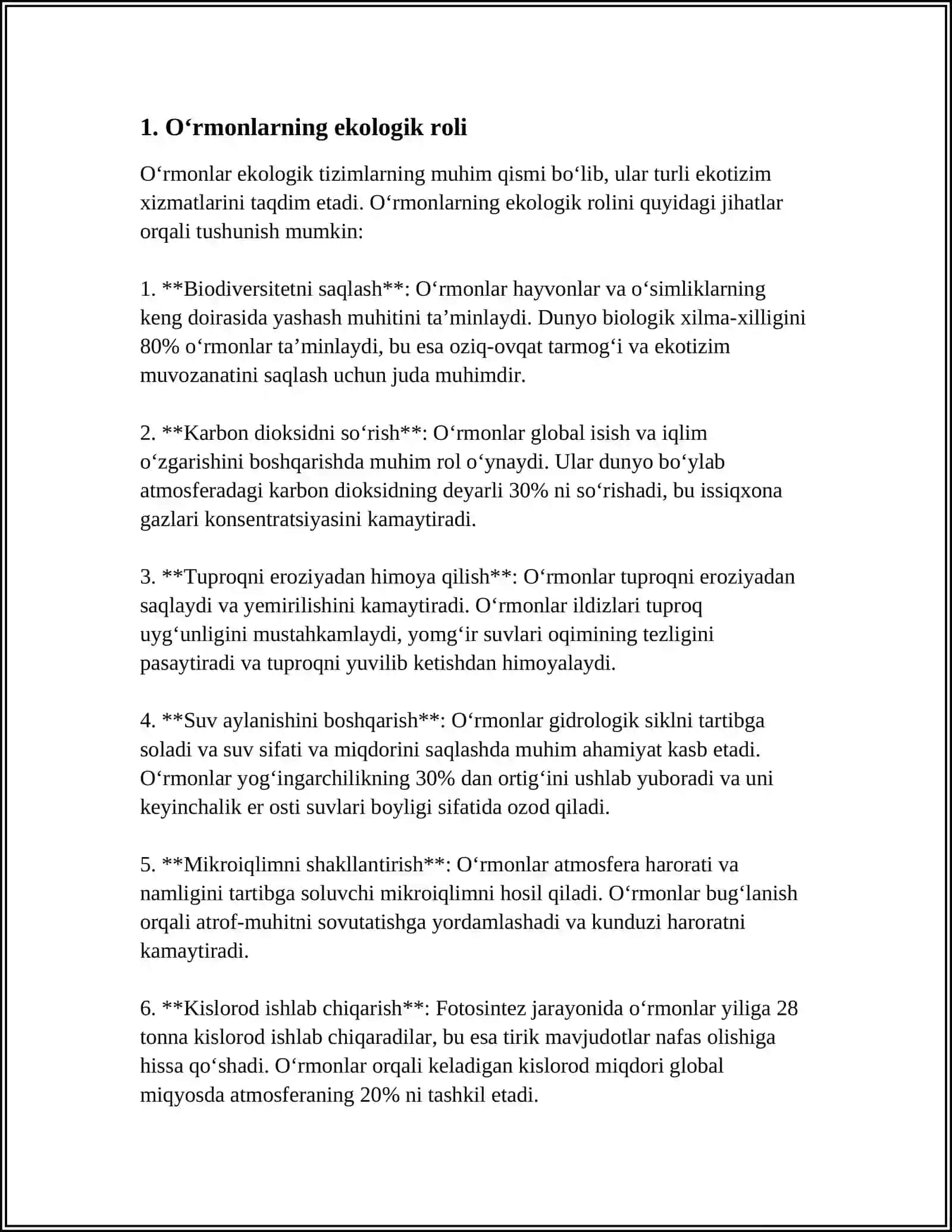 O'RMON VA ANTROPOGEN OMILLAR ORASIDAGI BOGʻLIQLIK 3