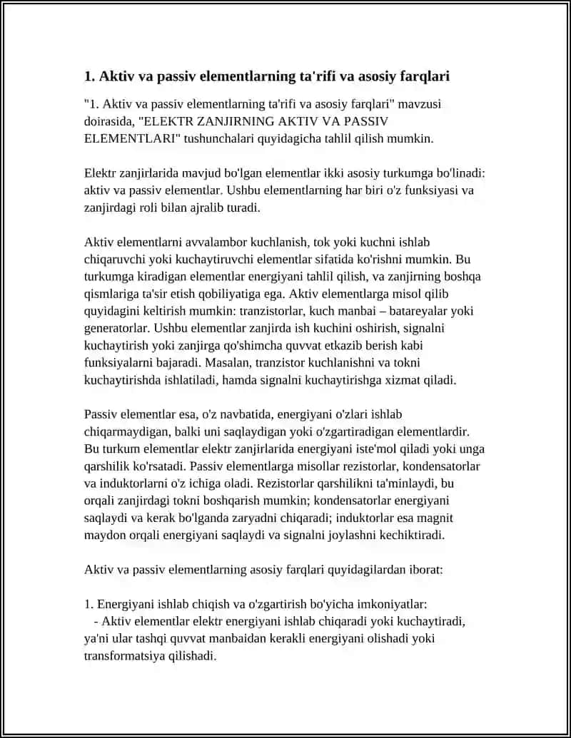 ELEKTR ZANJIRNING AKTIV VA PASSIV ELEMENTLARI 3