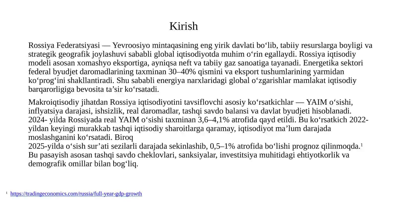 Rossiya iqtisodiyoti va emperik tahlili 3