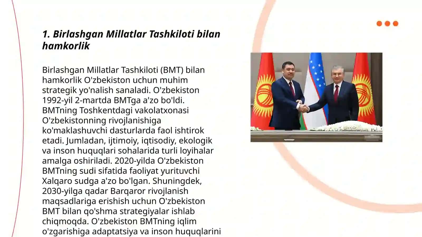 Birlashgan Millatlar Tashkiloti bilan hamkorlik 3