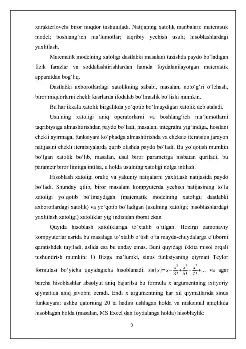Funksiya va amal xatoligi 3
