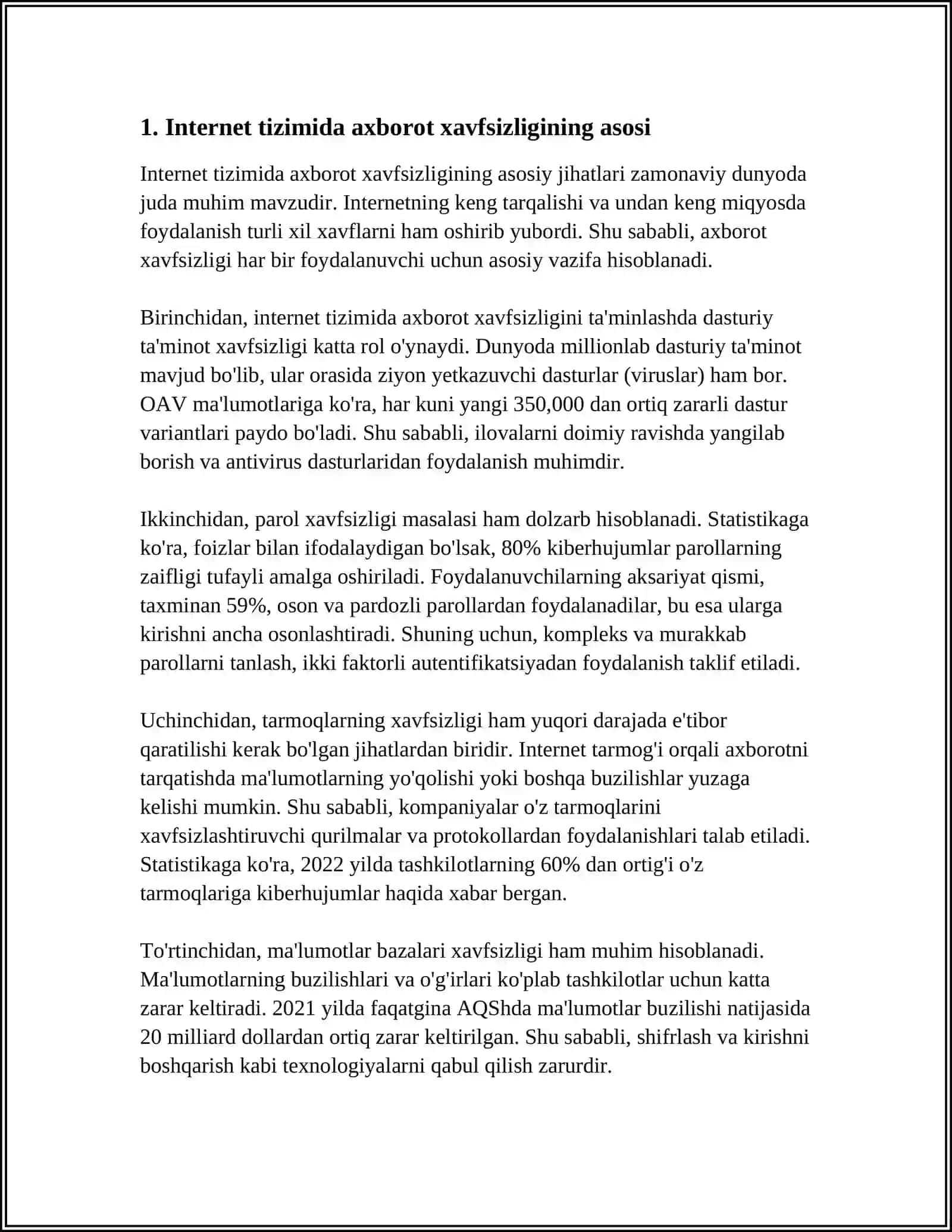 INTERNET TIZIMI AXBOROT HAFSIZLIGINI TAMILLASH MASALALARI 3