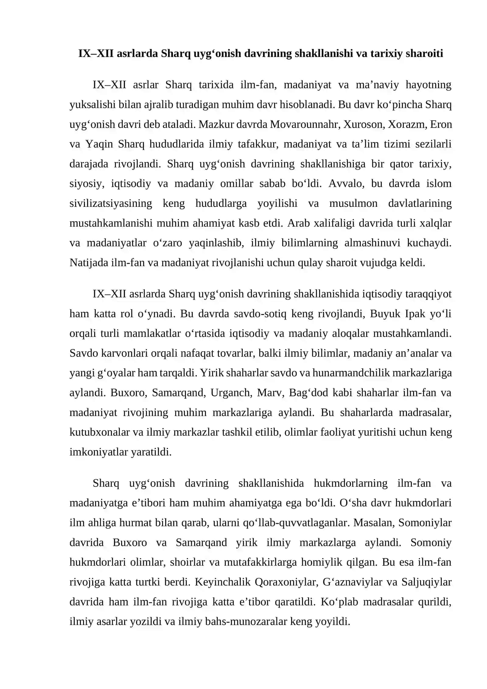 IX–XII asrlarda Sharq uyg‘onish davri 3