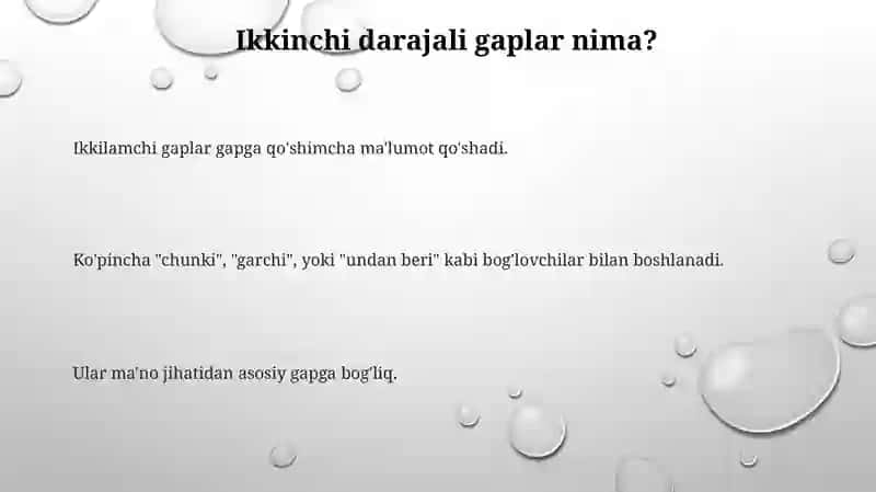 Ikkinchi darajali bo'laklar 3