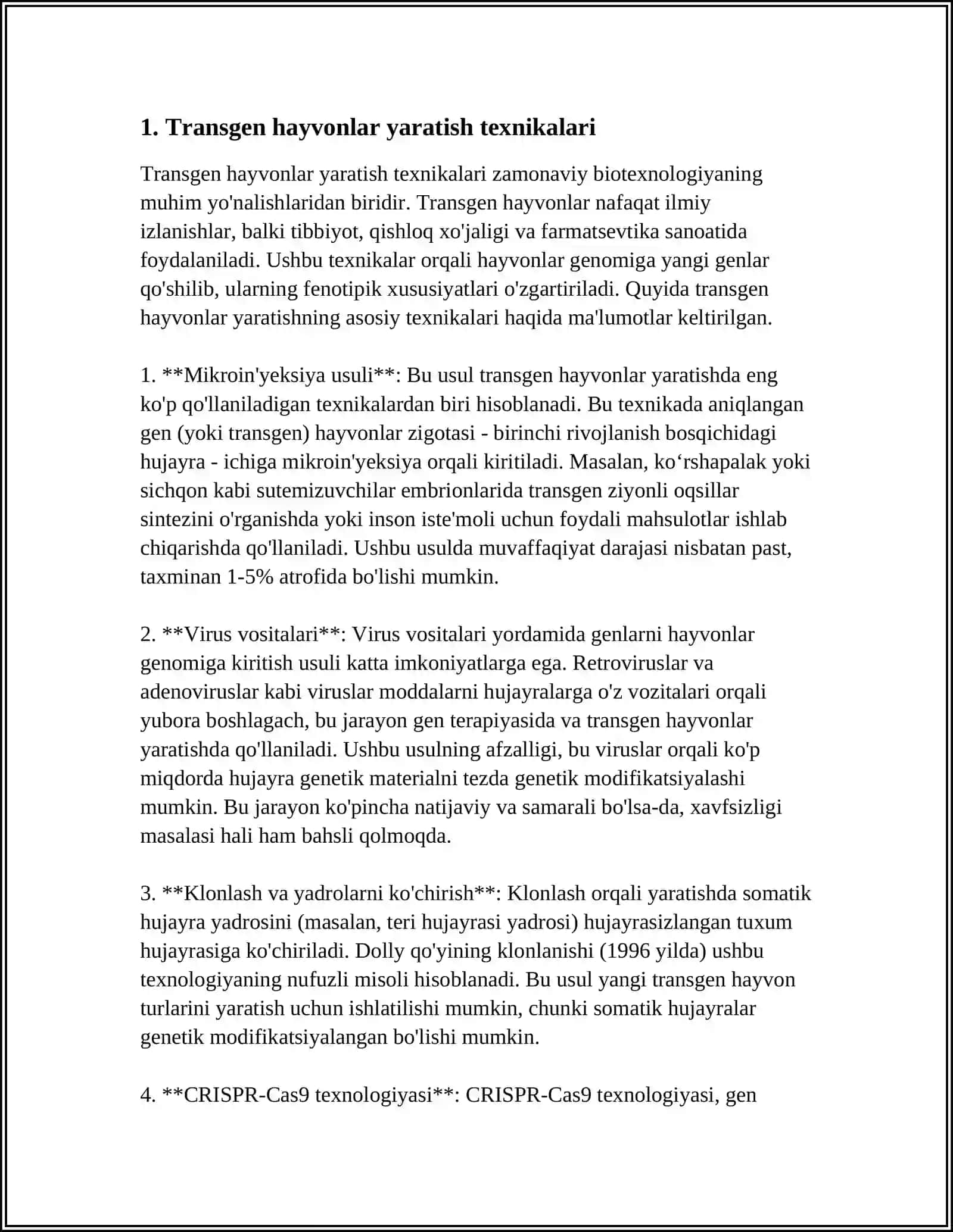 TRANSGEN HAYVONLAR OLINISHI 3