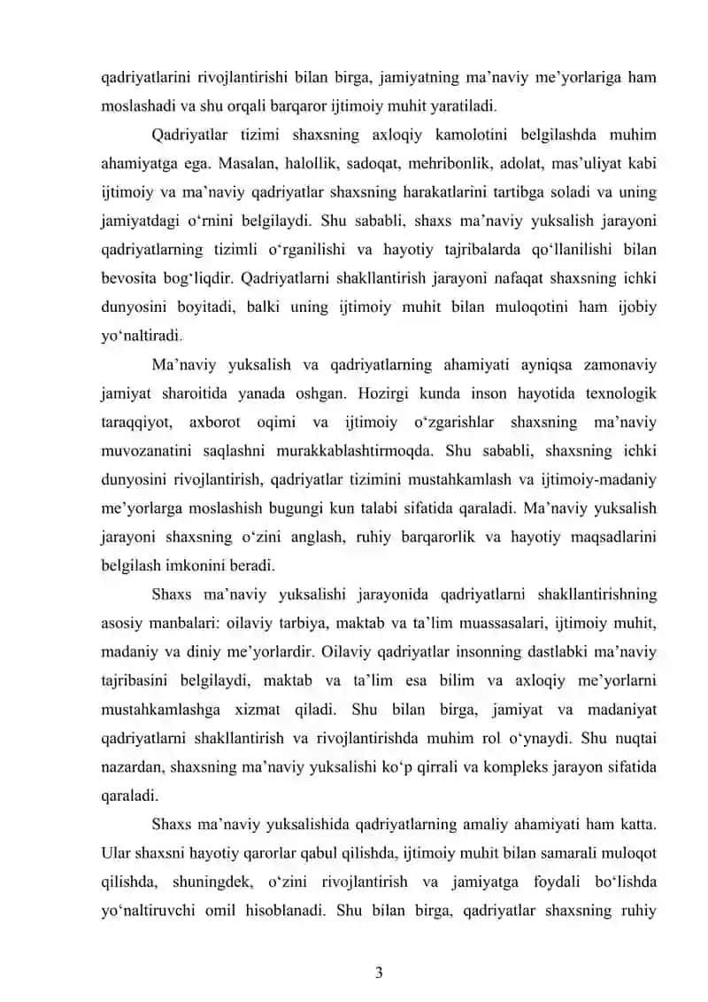 SHAXS MA’NAVIY YUKSALISHIDA QADRIYATLARNING AHAMIYATI 3