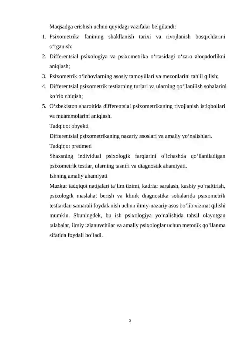 DIFFERENTIAL PSYCHOMETRIC CLASSIFICATION 3