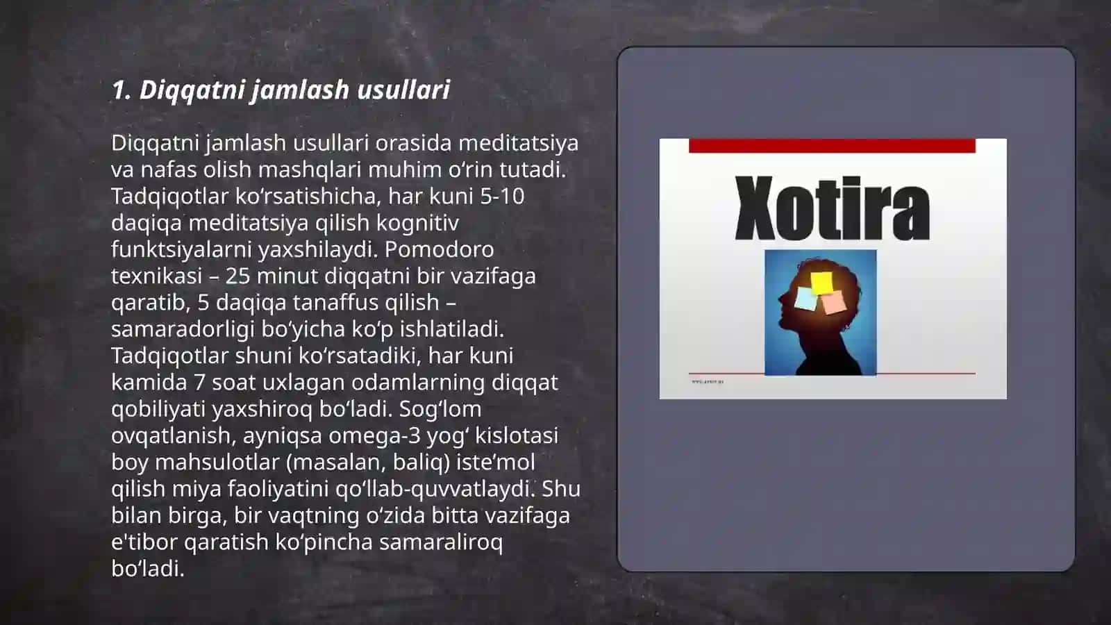 DIQQAT VA XOTIRA 3