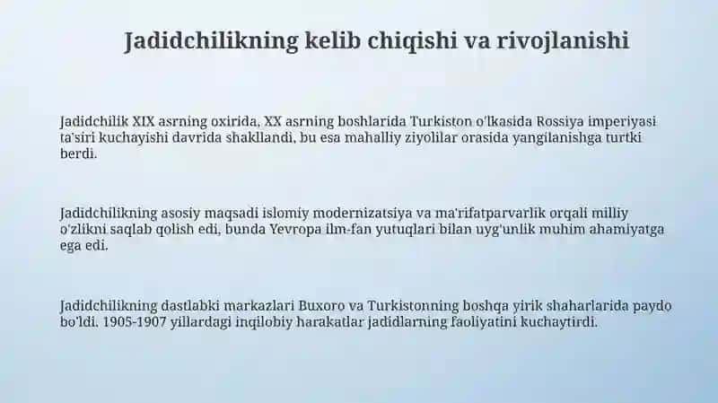 Jadidchilikning kelib chiqishi va rivojlanishi 3