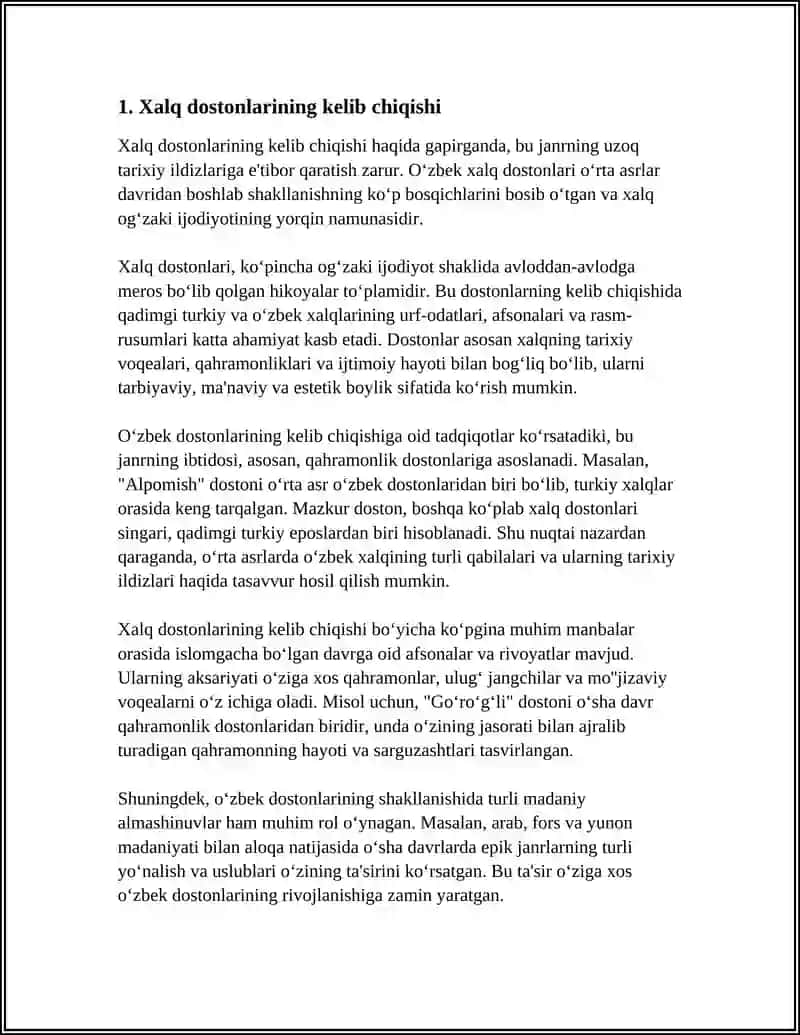 XALQ DOSTONLARINING VARIANTLARI HAQIDA REFERAT YOZISH 3