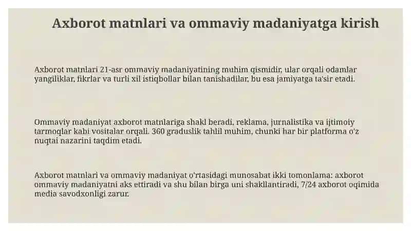 Axborot matnlar bilan ishlash va media madaniyat 3