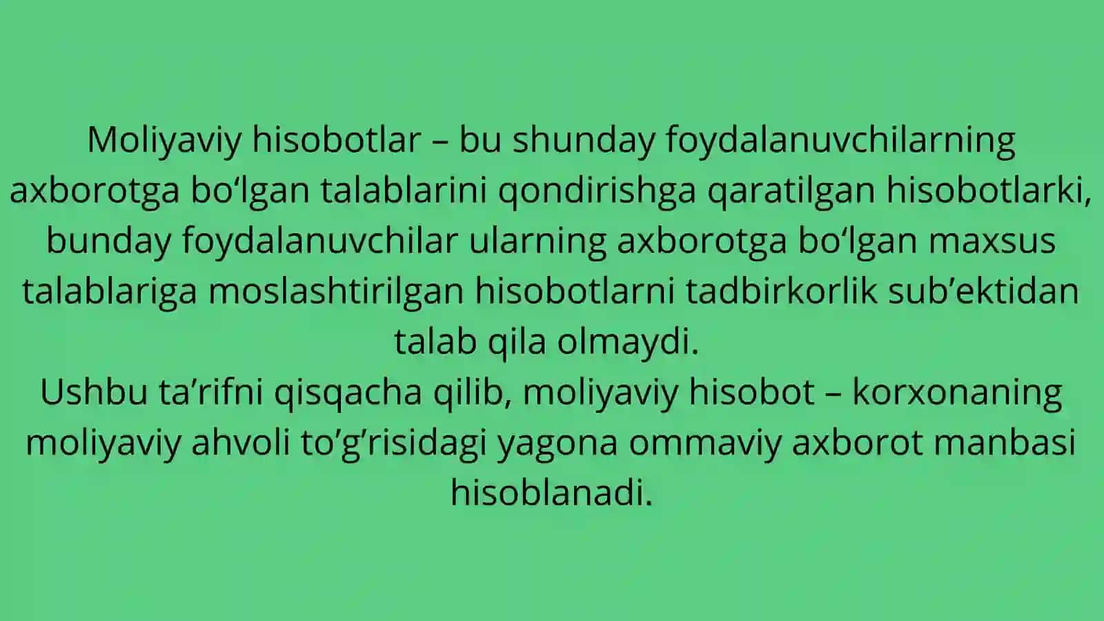 Moliyaviy hisobot fanidan mustaqil ish 3