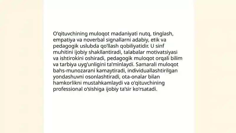 Oʻqituvchi faoliyatida muloqot madaniyati va psixologiyasi 3