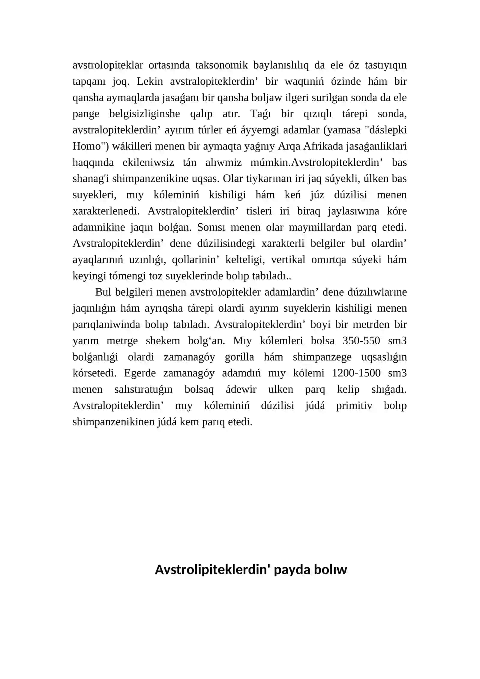 Avstralopiteklar ha'm olarning Evolyutiyasi 3