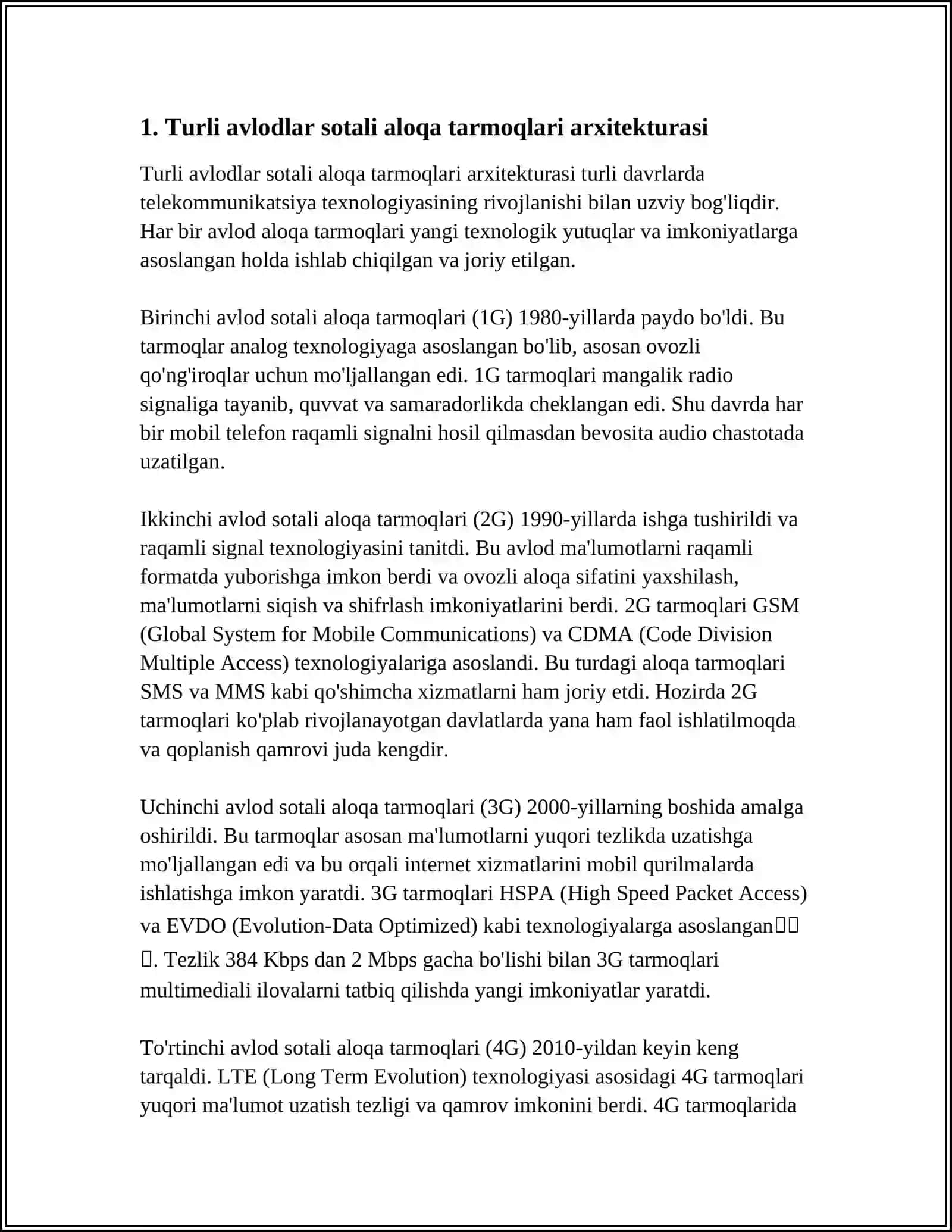 Turli avlodlar sotali aloqa tarmoqlari arxitekturasi 3