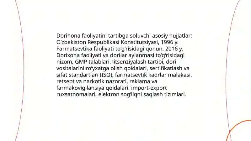 Dorihona faoliyatini tartibga soluvchi asosiy hujjatlar 3