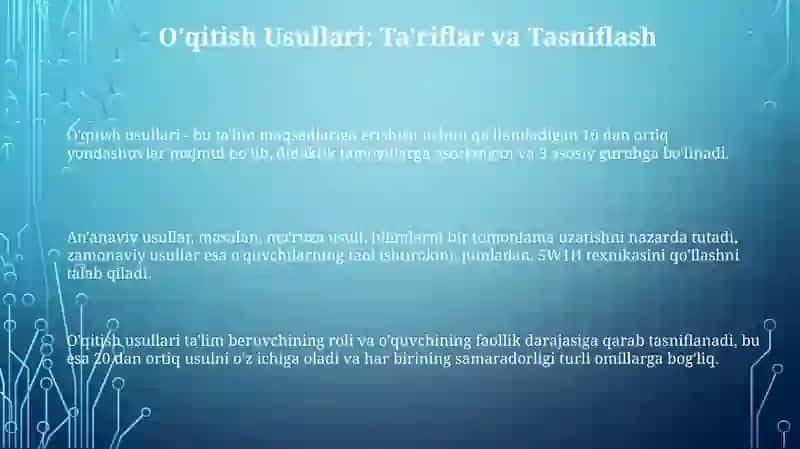 O'qitish Usullari: Asosiy Tushunchalar va Amaliyot 3