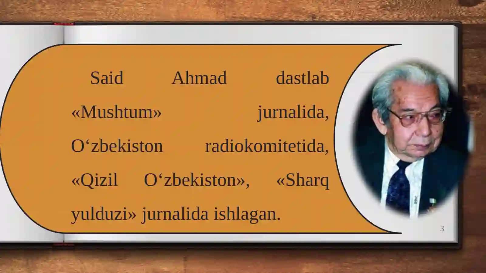 10-sinf Adabiyot fanidan Said Ahmad hayoti va ijodi dars taqdimoti 3