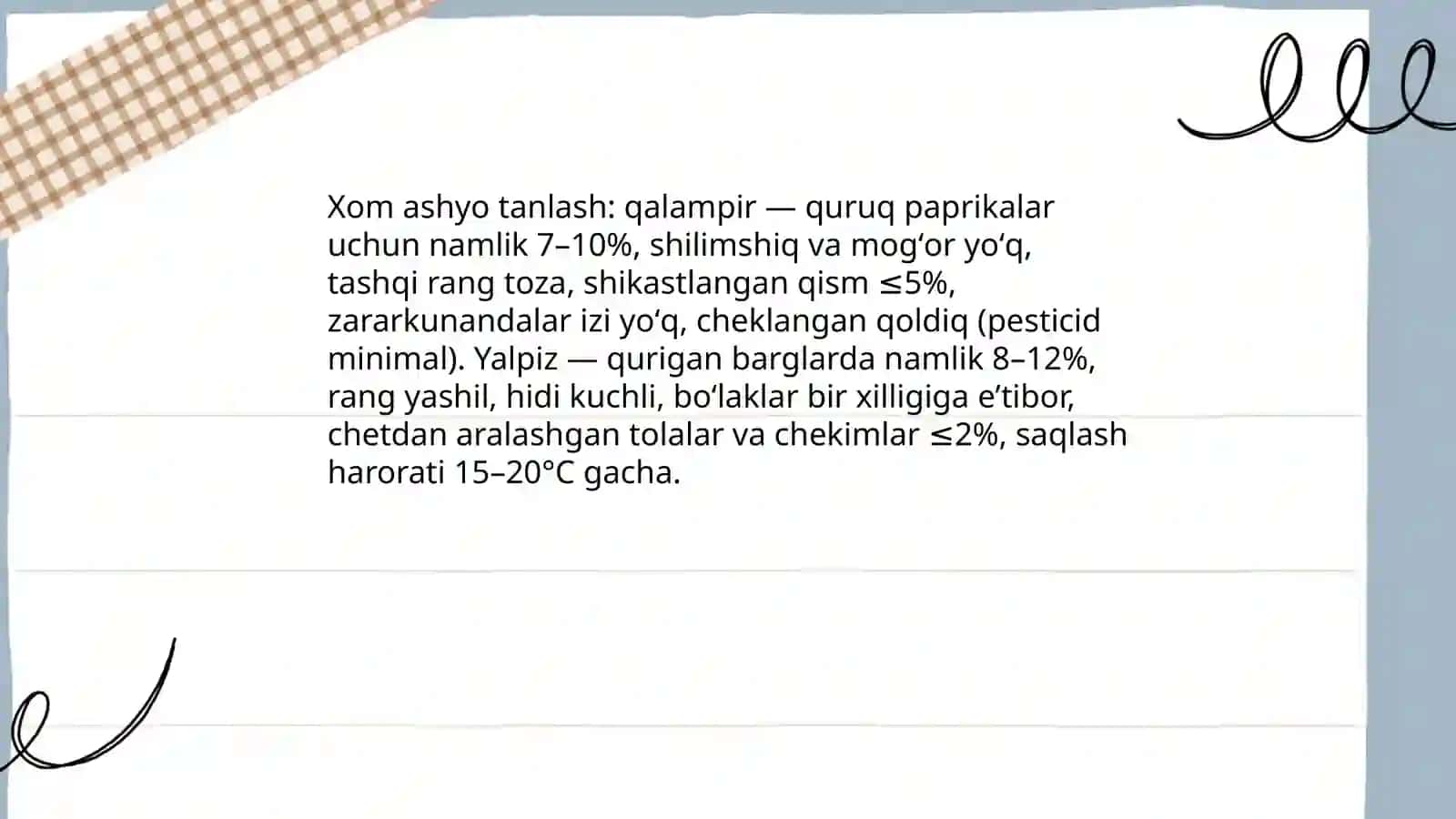 Qalampir va yalpiz sifat mezonlari 3