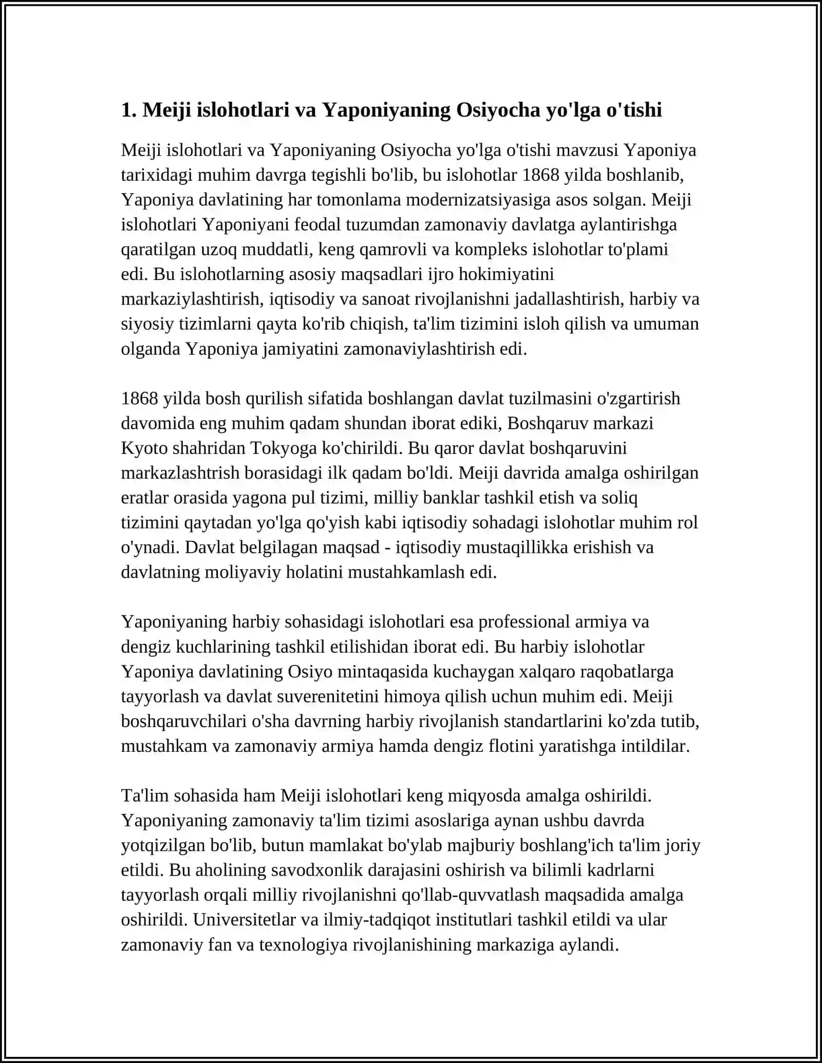 YAPONIYA,XITOY VA HINDISTON ISLOHOTLARINING OSIYOCHA YO'LI 3