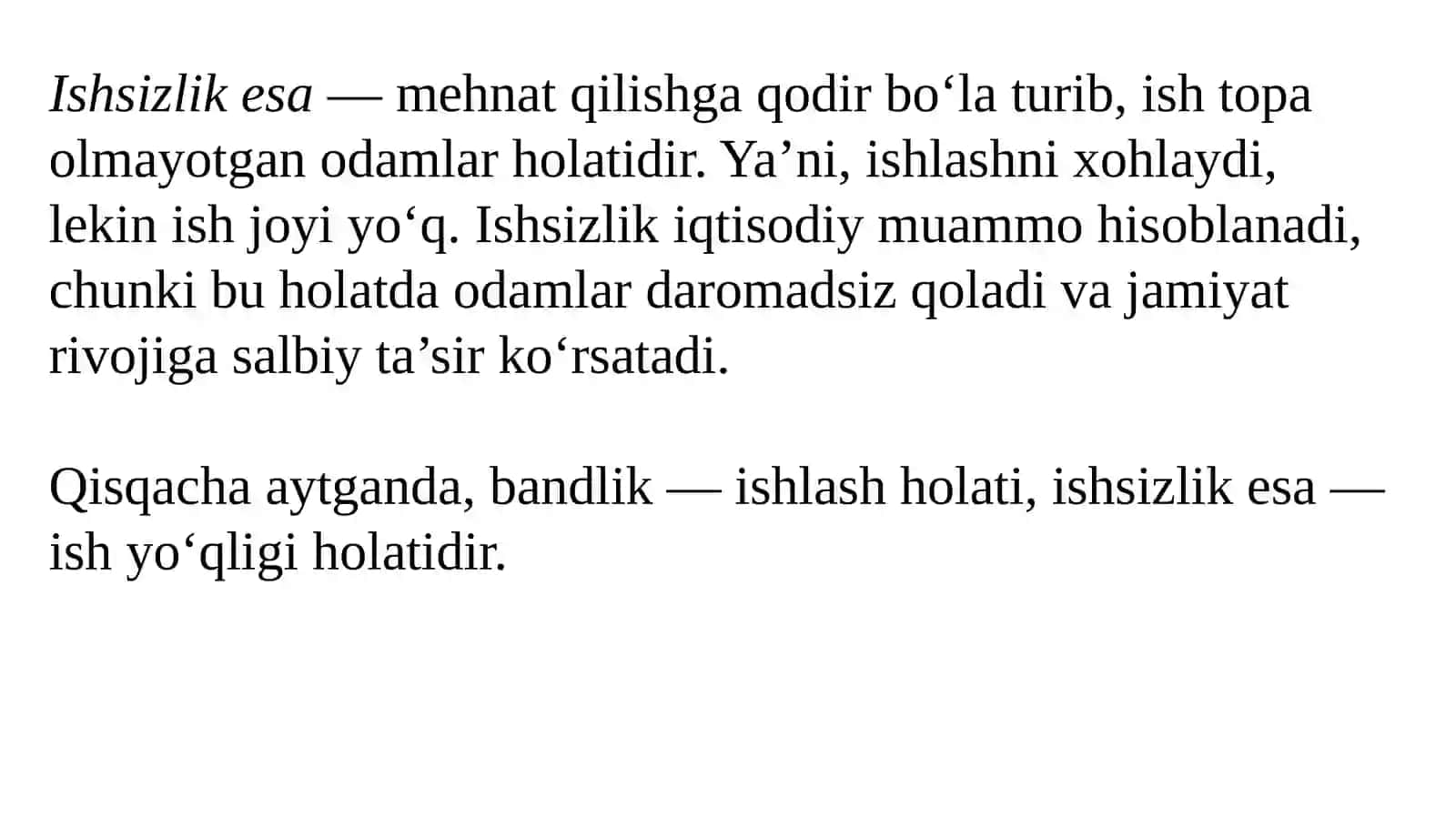 Bandlik va ishsizlik tushunchasi 3