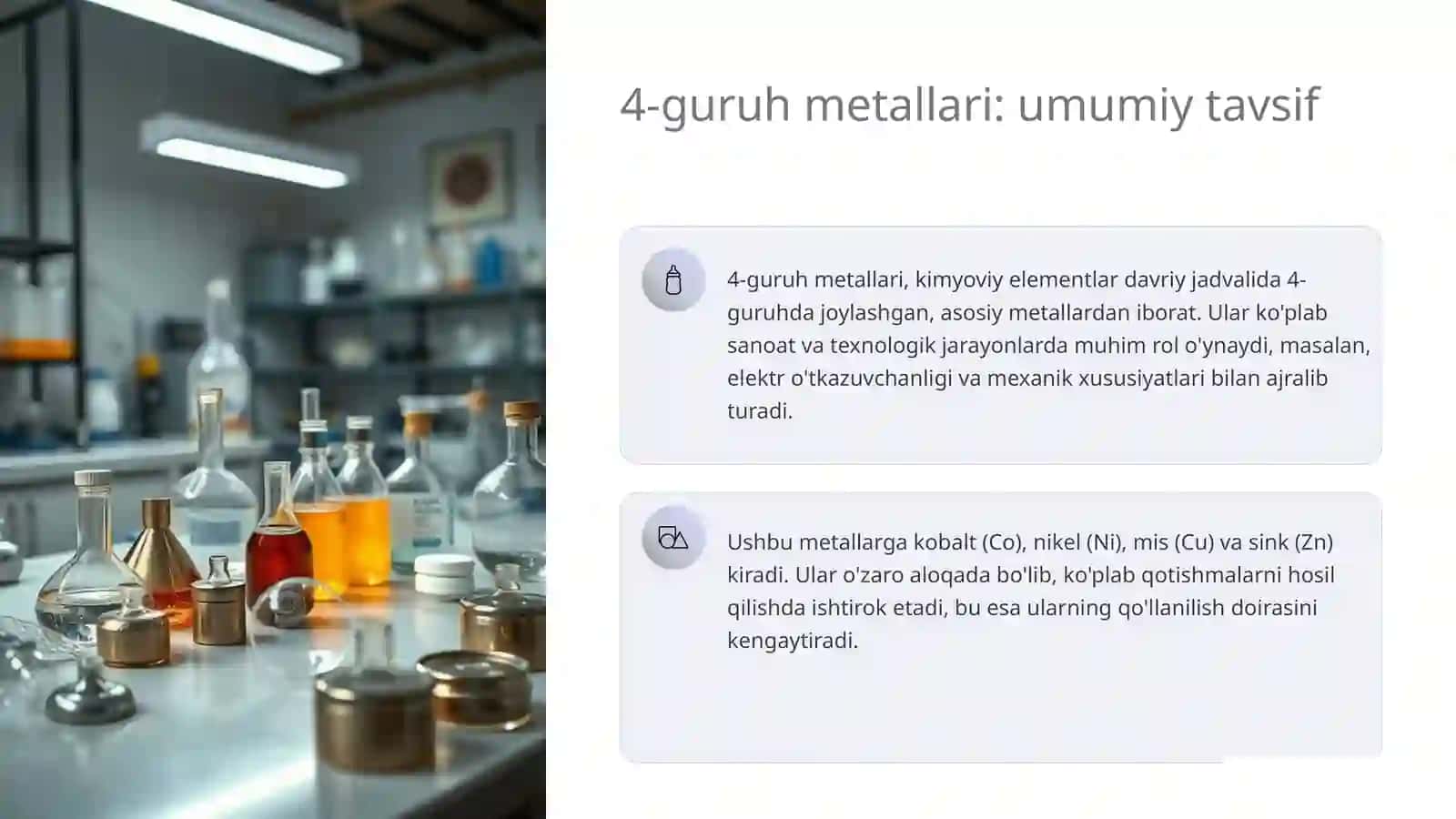 4-guruh metallari Kimyodan 3