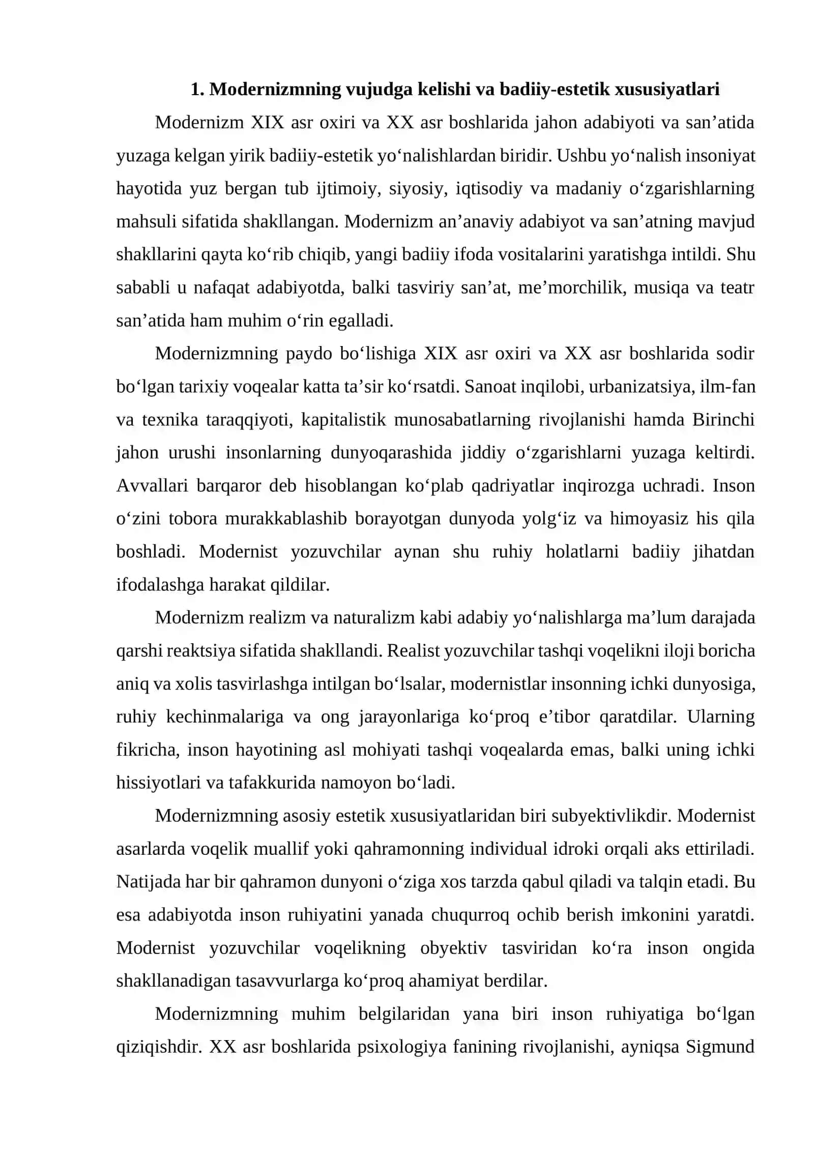 MODERNIZM; INSON, JAMIYAT MUHIT MUAMMOSI 3