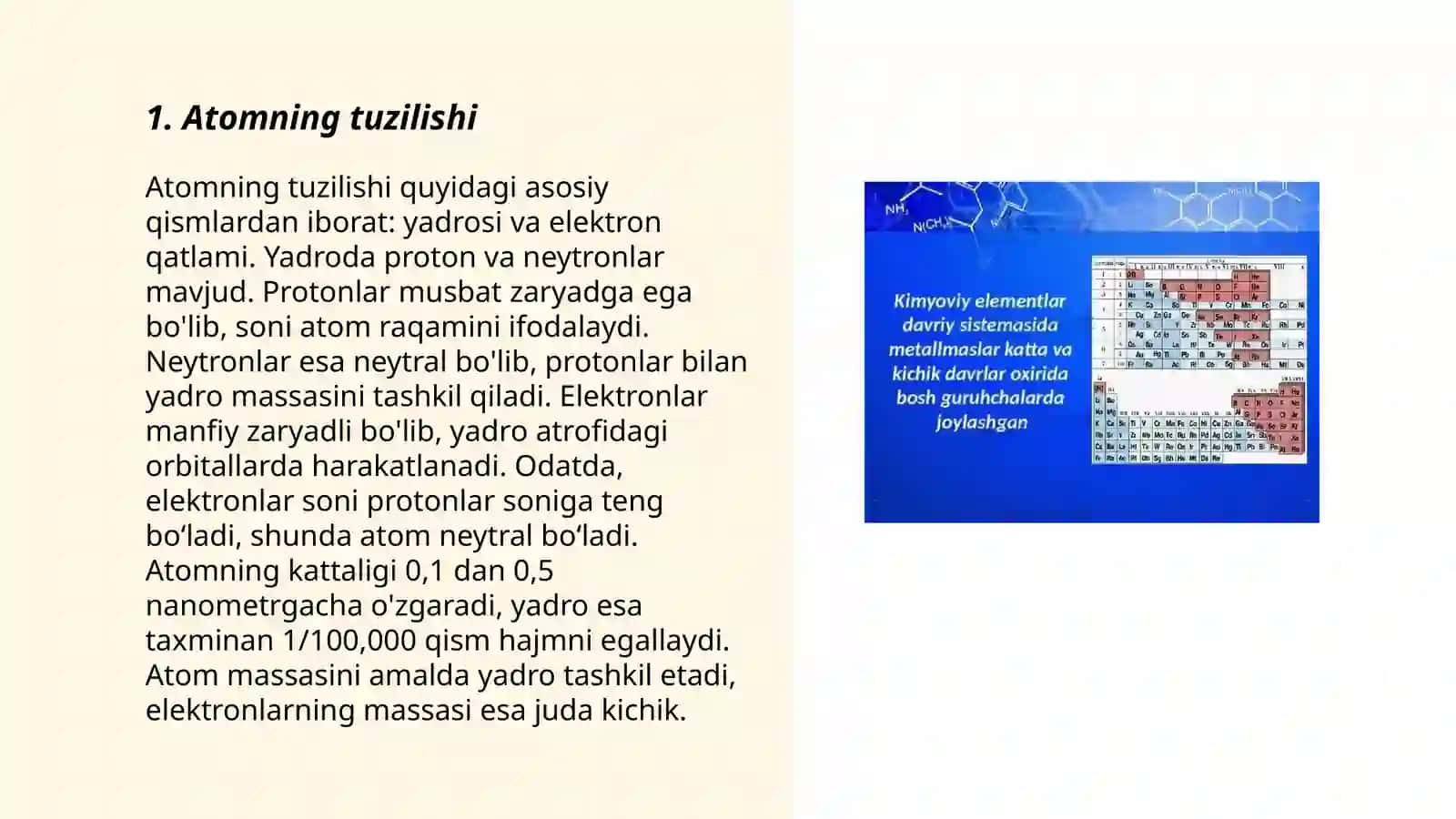 Davriy qonunlarning atomlarining tuzilishi 3