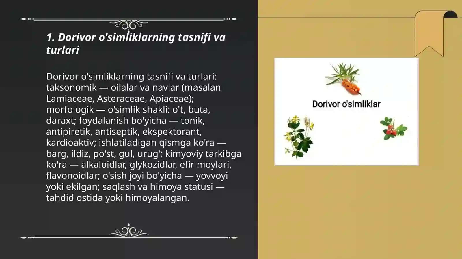 Dorivor o'simliklarning tasnifi va turlari 3