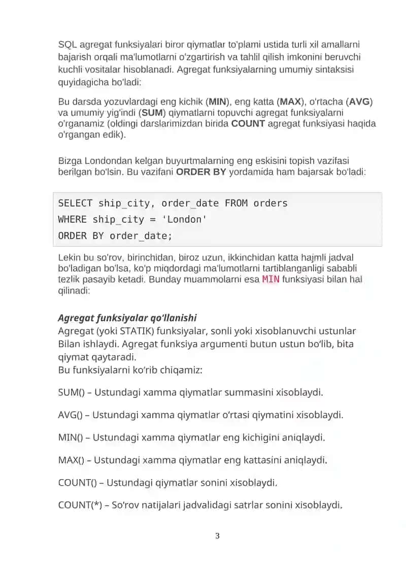 Agregant funksiyalardan foydalanish 3