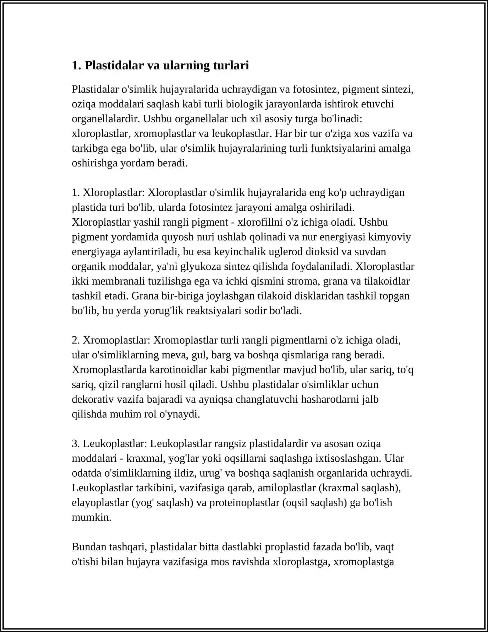 PLASTIDALAR HAQIDA MA'LUMOT 3