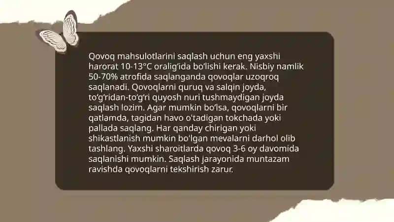 Qovoq mahsulotlarini saqlash sharoitlari 3
