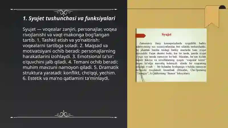 Syujet elementlari va syujetdan tashqari elementlar 3
