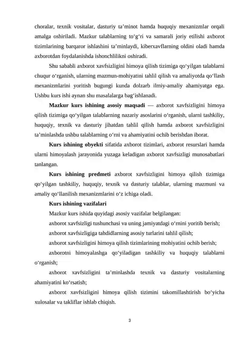 Axborot xavfsizligini himoya qilish tizimiga qo‘yilgan talablar 3