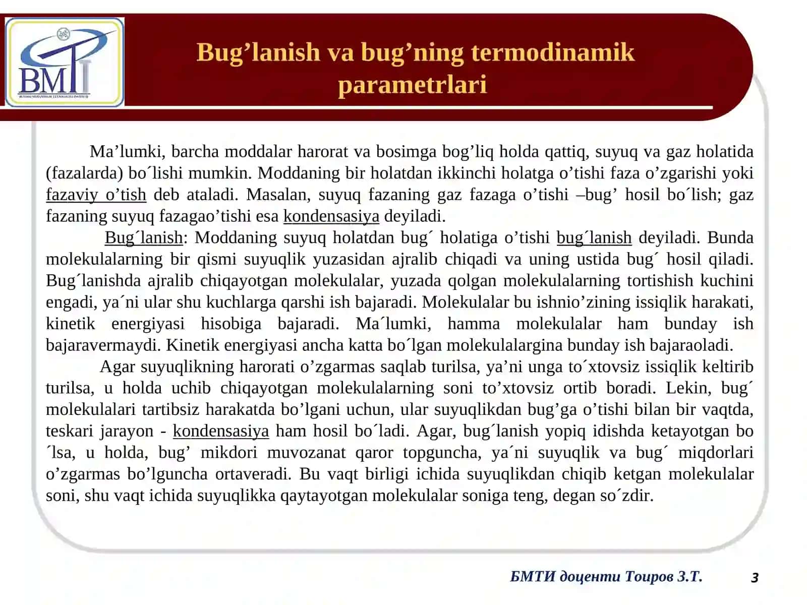 Termodinamika va Issiqlik Texnikasi 3
