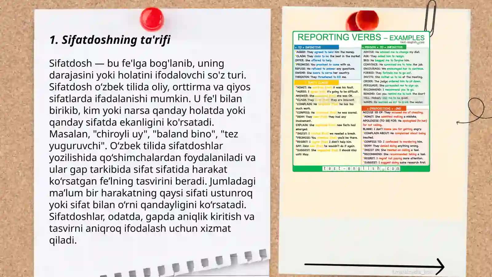 Sifatdosh va harakat nomi,ularning grammatik maʼnosi yasalishi 3