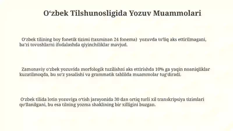 O'zbek tilshunosligida yozuv masalari 3
