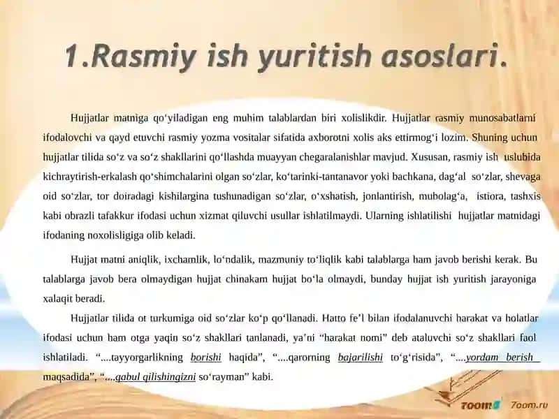 Rasmiy uslubga doir ish hujjarlarini tayyorlash 3