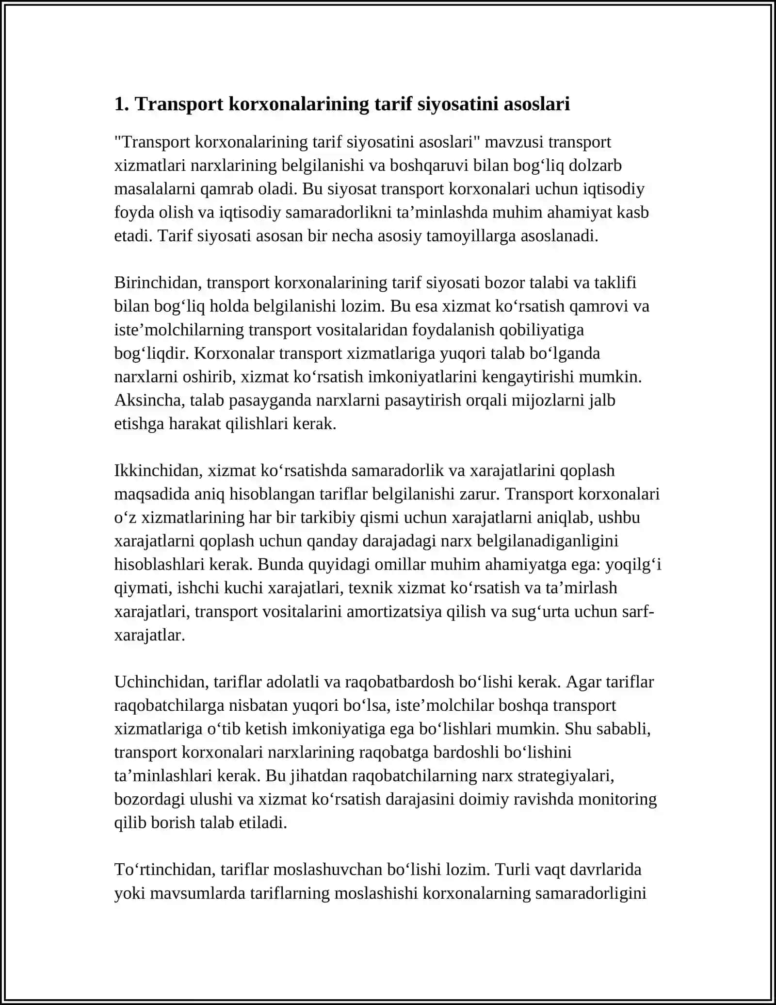 TRANSPORT KORXONALARINING TA’RIF SIYOSATI 3