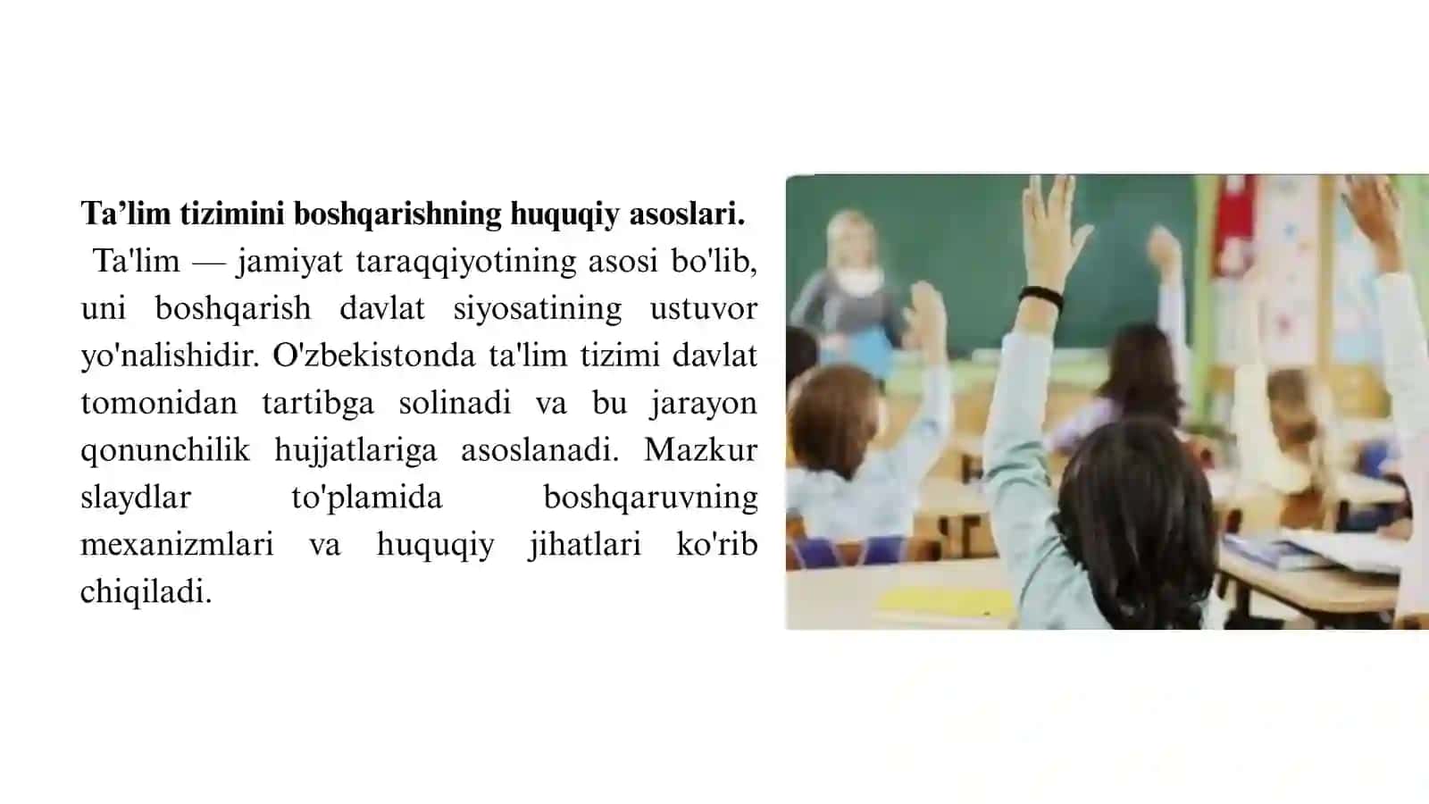 Karimjonova Mohinurning Huquq sohalari I fanidan tayyorlagan mustaqil ta'lim taqdimoti 3