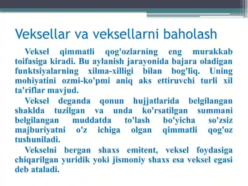Foiz stavkalari, veksel va obligatsiyalarni baholash 3