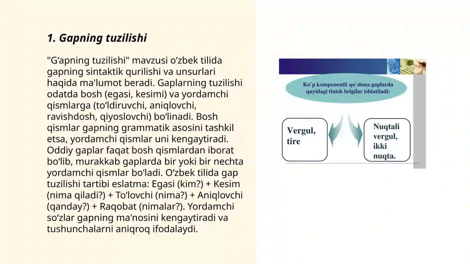 O‘zbek tilida Gap haqida malumot 3